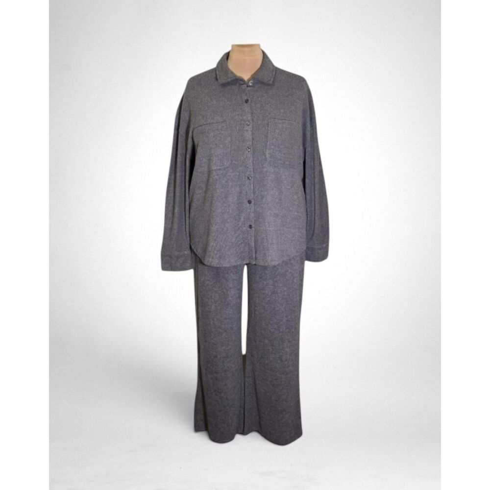 MARLED Two-piece Flannel Knit Charcoal Grey Loungewear Set! NWT 2X